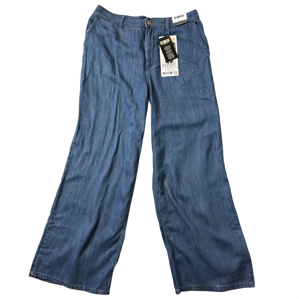 Rewash Super High Rise Wide Leg A Line Trouser Jeans Baggy Flowy Blue Size 9